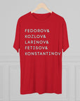 Russian Surnames Stack Tee | Fedorov Kozlov Larinov Fetisov Konstantinov T-Shirt | Triblend Comfy Soft Buttery Feel