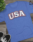 USA Retro Arch Tee | Patriotic Red White Blue Graphic Shirt