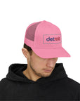 Detroit Hat Embroidered | Red Blue Detroit Cap | Lowercase Detroit Hat | Detroit Basketball Colors Hat | Minimalist Snapback | Trucker Hat