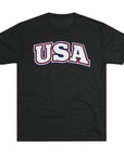 USA Retro Arch Tee | Patriotic Red White Blue Graphic Shirt