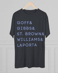 Detroit Lions Names Stack Tee | Goff Gibbs St. Brown Williams LaPorta T-Shirt | Triblend Comfy Soft Buttery Feel
