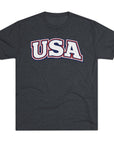 USA Retro Arch Tee | Patriotic Red White Blue Graphic Shirt
