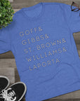 Detroit Lions Names Stack Tee | Goff Gibbs St. Brown Williams LaPorta T-Shirt | Triblend Comfy Soft Buttery Feel