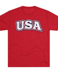 USA Retro Arch Tee | Patriotic Red White Blue Graphic Shirt