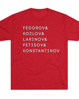 Russian Surnames Stack Tee | Fedorov Kozlov Larinov Fetisov Konstantinov T-Shirt | Triblend Comfy Soft Buttery Feel