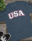 USA Retro Arch Tee | Patriotic Red White Blue Graphic Shirt