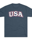 USA Retro Arch Tee | Patriotic Red White Blue Graphic Shirt