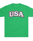 USA Retro Arch Tee | Patriotic Red White Blue Graphic Shirt