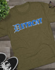 Detroit Blue & White Triblend T-Shirt | Old English Detroit Tee | Super Soft Vintage Detroit Shirt | Detroit Streetwear | Motor City Tee