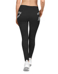 Aotearoa Silver Fern Leggings | Black All-Over Print