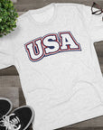 USA Retro Arch Tee | Patriotic Red White Blue Graphic Shirt