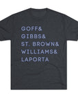 Detroit Lions Names Stack Tee | Goff Gibbs St. Brown Williams LaPorta T-Shirt | Triblend Comfy Soft Buttery Feel