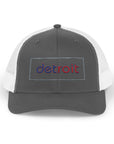 Detroit Hat Embroidered | Red Blue Detroit Cap | Lowercase Detroit Hat | Detroit Basketball Colors Hat | Minimalist Snapback | Trucker Hat