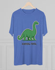 Dinosaur Fossil Fuel Unisex Tee Shirt, Brontosaurus Sinclaire Logo Shirt, Cheeky Tee, Jurassic Park Shirt, Funny Dino T-Shirt, Tri - Blend - Selden & Kingsley