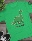 Dinosaur Fossil Fuel Unisex Tee Shirt, Brontosaurus Sinclaire Logo Shirt, Cheeky Tee, Jurassic Park Shirt, Funny Dino T-Shirt, Tri - Blend - Selden & Kingsley