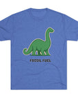 Dinosaur Fossil Fuel Unisex Tee Shirt, Brontosaurus Sinclaire Logo Shirt, Cheeky Tee, Jurassic Park Shirt, Funny Dino T-Shirt, Tri - Blend - Selden & Kingsley