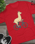 Funny Quirky Animal Llama on a Bike Shirt, Unisex Tee, Novelty Alpaca Cycling T-Shirt, Cute Animal Lover Gift, Comfy Graphic Tee - Selden & Kingsley