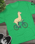 Funny Quirky Animal Llama on a Bike Shirt, Unisex Tee, Novelty Alpaca Cycling T-Shirt, Cute Animal Lover Gift, Comfy Graphic Tee - Selden & Kingsley