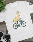 Funny Quirky Animal Llama on a Bike Shirt, Unisex Tee, Novelty Alpaca Cycling T-Shirt, Cute Animal Lover Gift, Comfy Graphic Tee - Selden & Kingsley