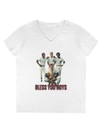 Vintage Bless You Boys Ladies' V - Neck T-Shirt, Casual Tee, Sports Fan Gift, Retro Apparel, Summer Wear, Funny Graphic Shirt - Selden & Kingsley