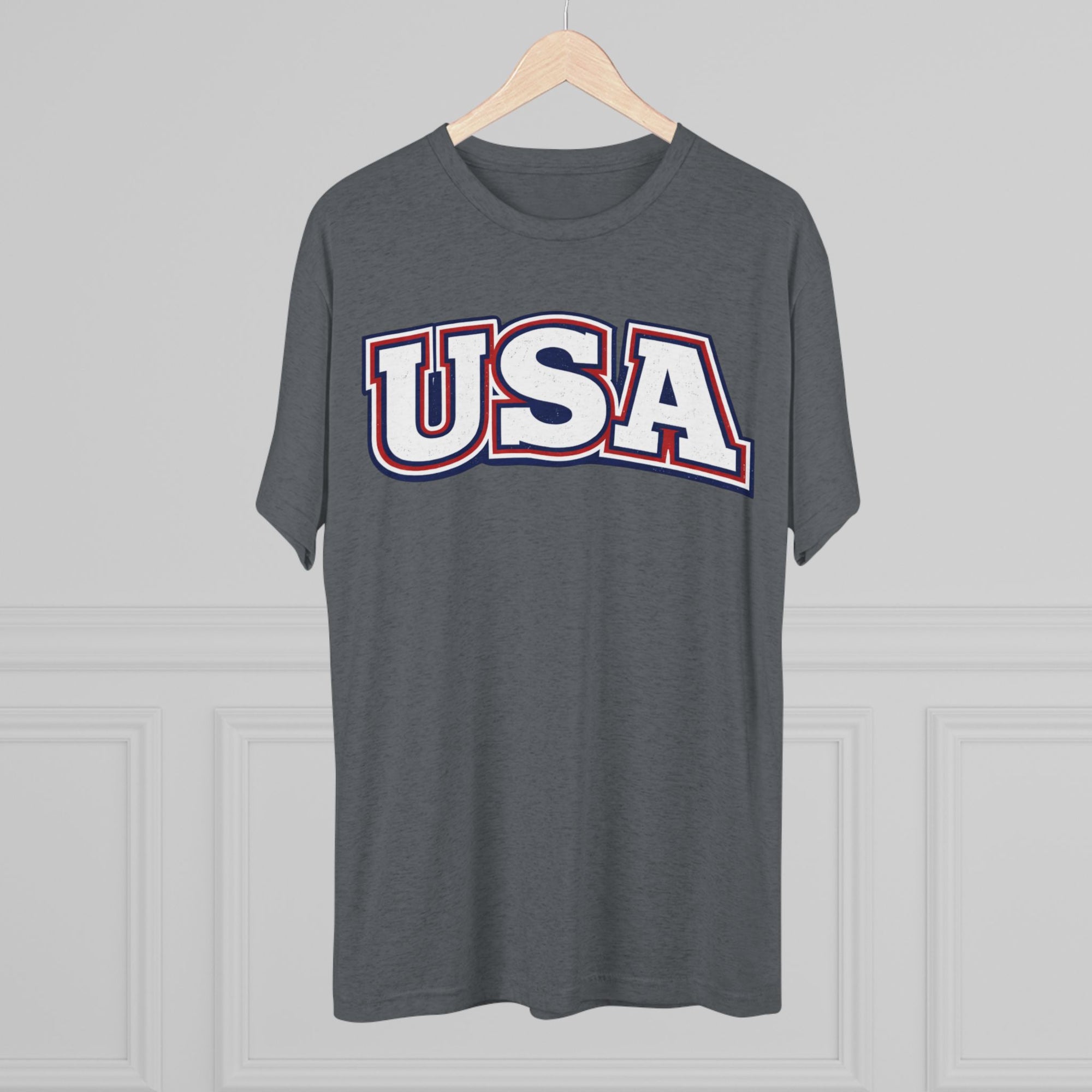 USA Retro Arch Tee | Patriotic Red White Blue Graphic Shirt