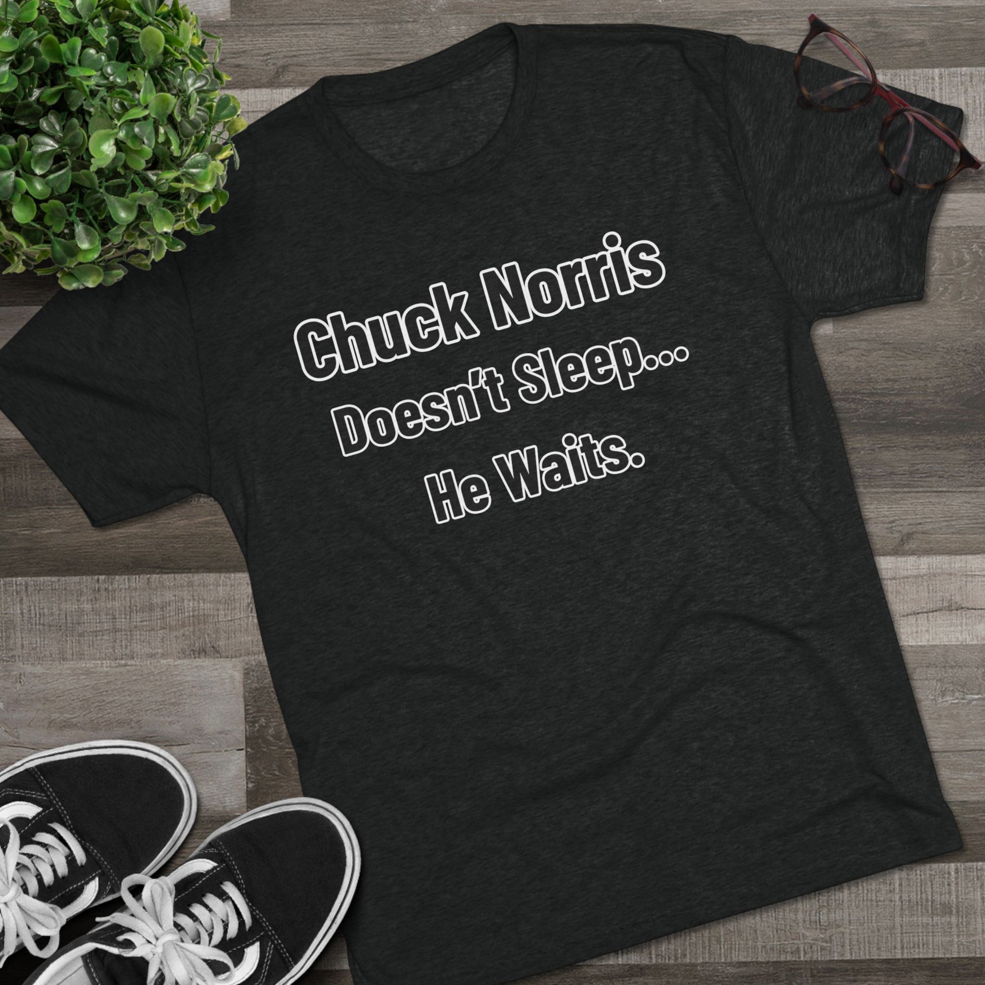 Chuck Norris Doesn't Sleep He Waits Shirt | Funny Chuck Norris Tee | Retro Humor Shirt | Dad Joke T-Shirt | Classic Funny Gift