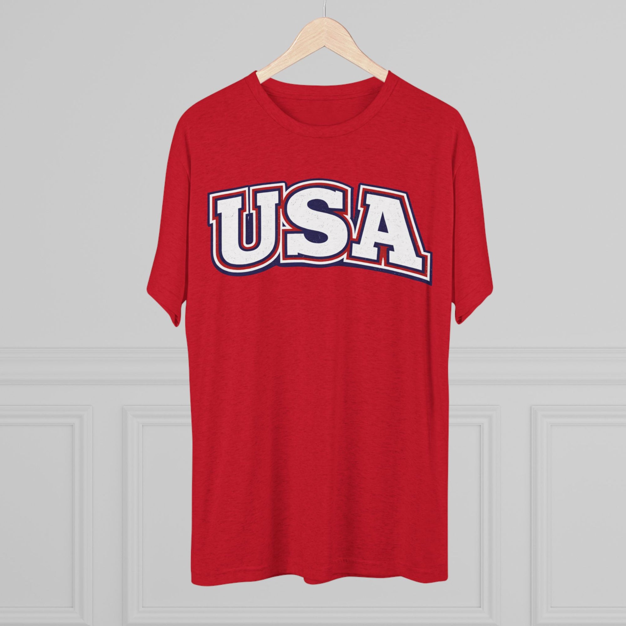 USA Retro Arch Tee | Patriotic Red White Blue Graphic Shirt