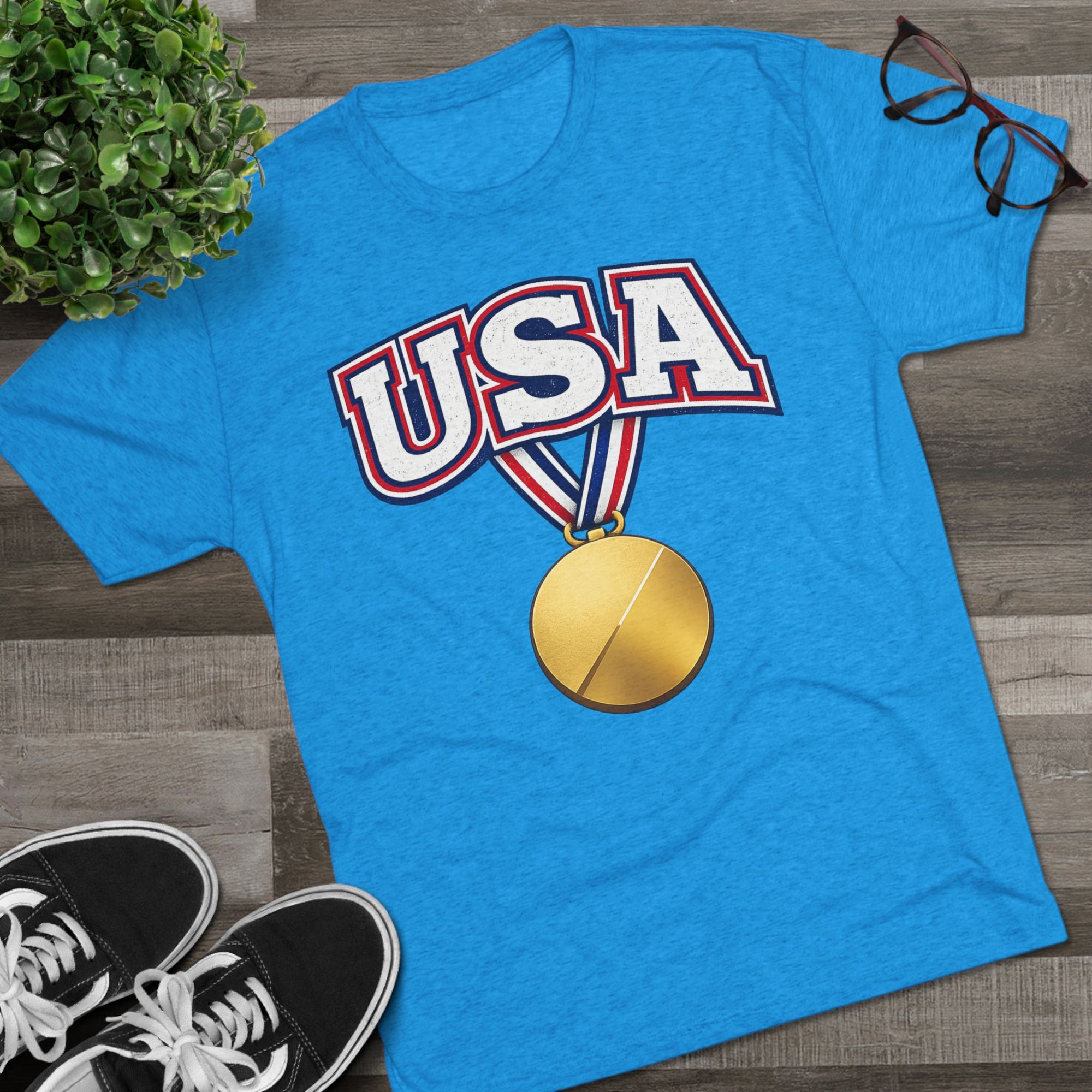 USA Medal Graphic Tee | Patriotic Sports Shirt, 4th of July Apparel