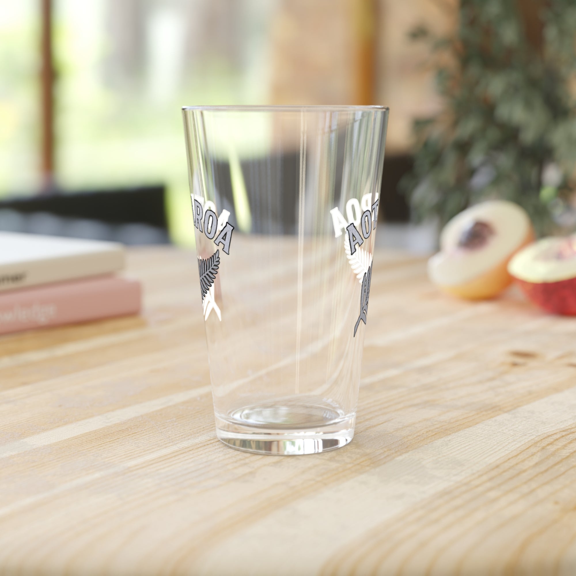 Aotearoa Glass 16oz | Silver Fern Glass Cup | New Zealand Drinking Glass | Kiwi Glass | NZ Pride Glass | Beer Glass Gift