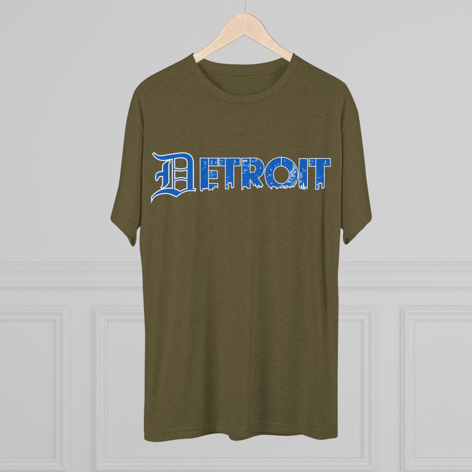 Copy of Detroit Blue &amp; White Triblend T-Shirt | Old English Detroit Tee | Super Soft Vintage Detroit Shirt | Detroit Streetwear | Motor City Tee