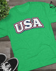 USA Retro Arch Tee | Patriotic Red White Blue Graphic Shirt