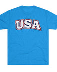 USA Retro Arch Tee | Patriotic Red White Blue Graphic Shirt