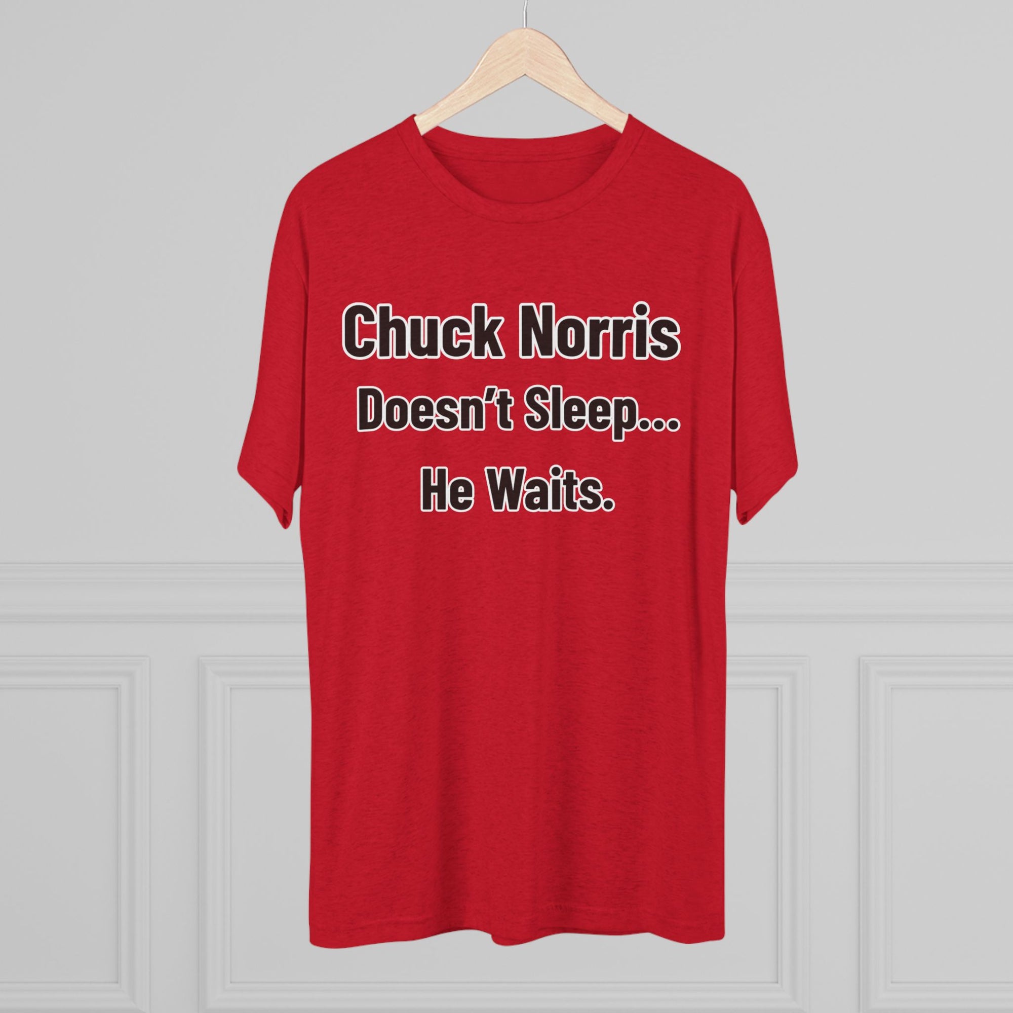 Chuck Norris Doesn't Sleep He Waits Shirt | Funny Chuck Norris Tee | Retro Humor Shirt | Dad Joke T-Shirt | Classic Funny Gift