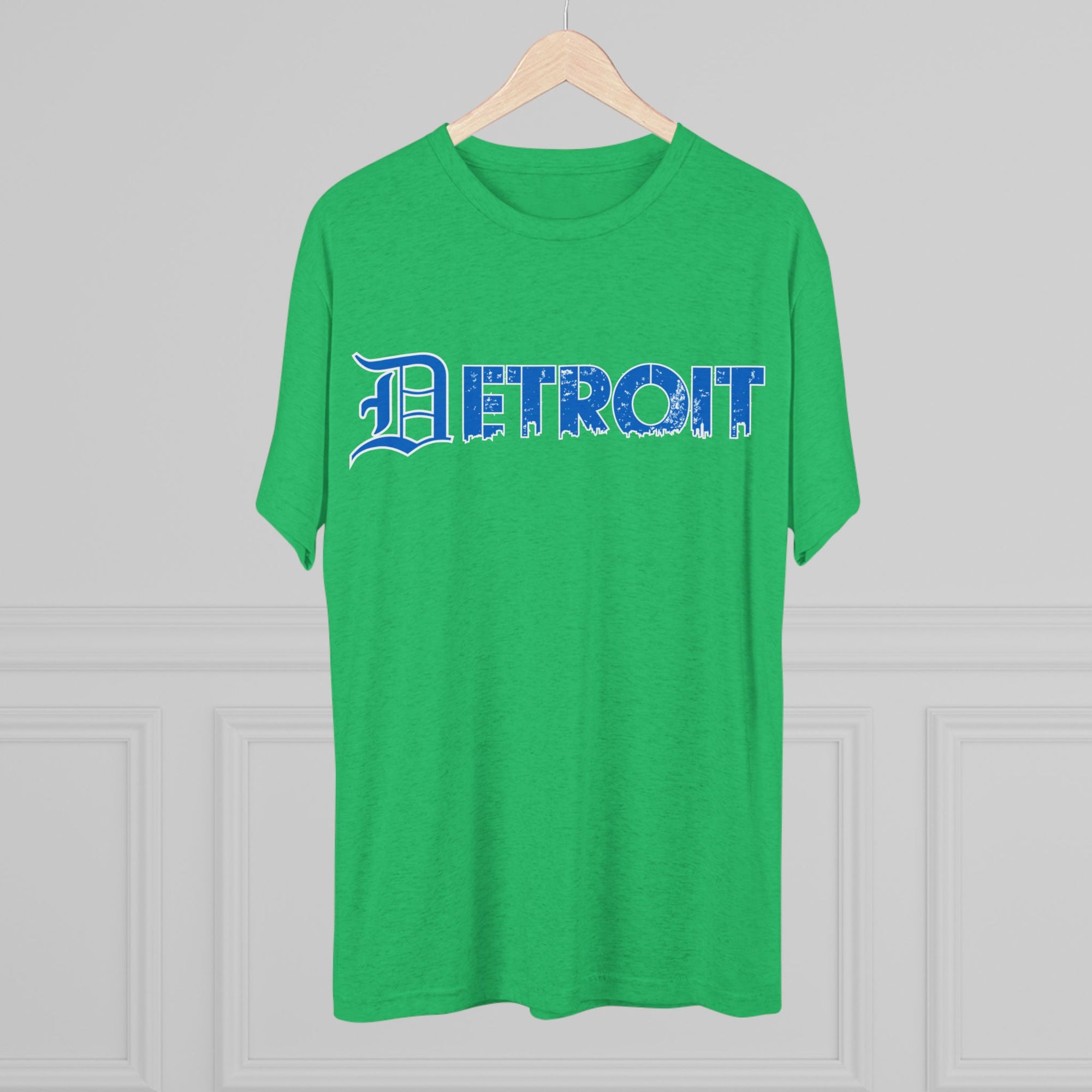 Copy of Detroit Blue &amp; White Triblend T-Shirt | Old English Detroit Tee | Super Soft Vintage Detroit Shirt | Detroit Streetwear | Motor City Tee