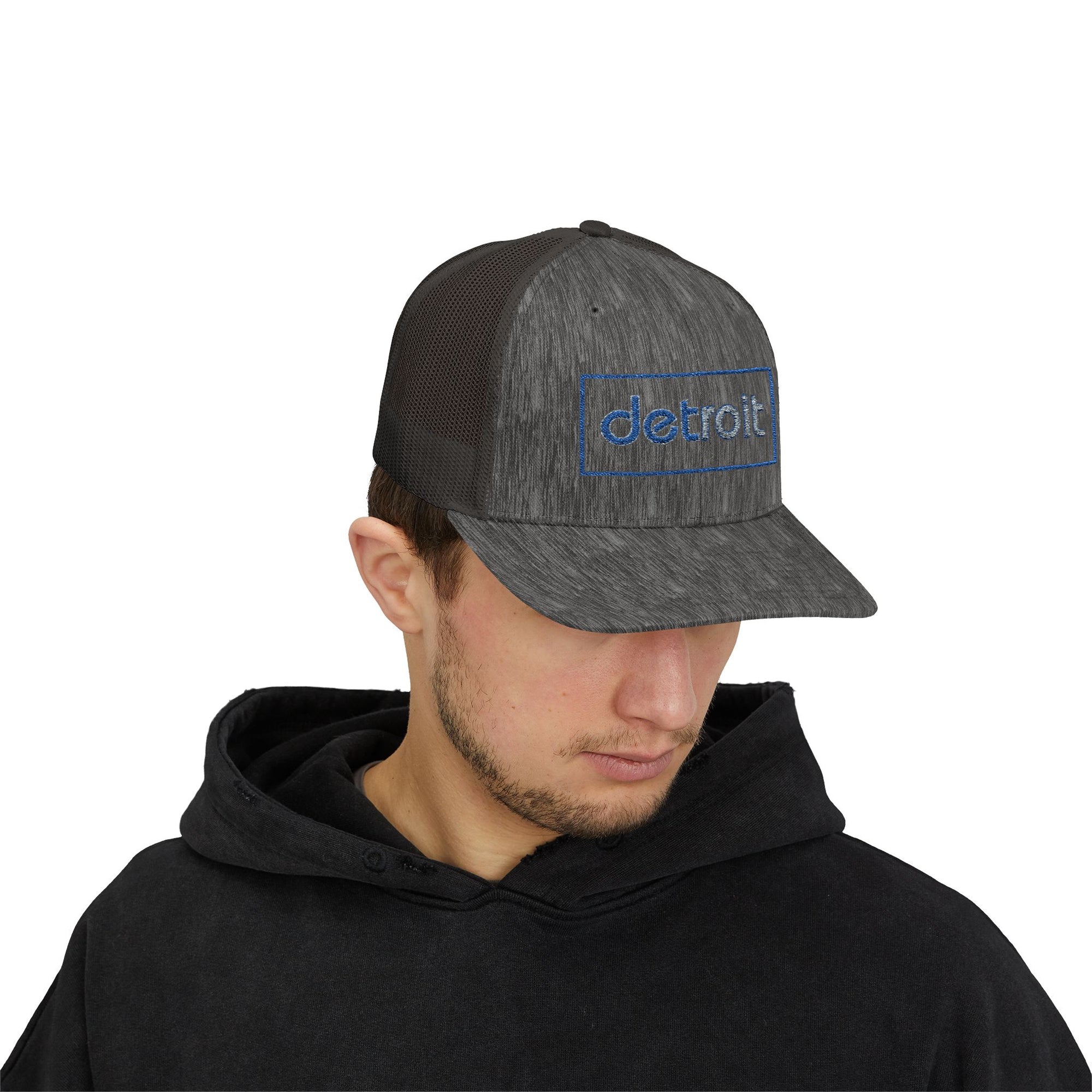 Detroit Embroidered Hat | Blue and Silver Cap | Detroit Football Hat | Minimalist Detroit Hat | Snapback Trucker Cap Gift
