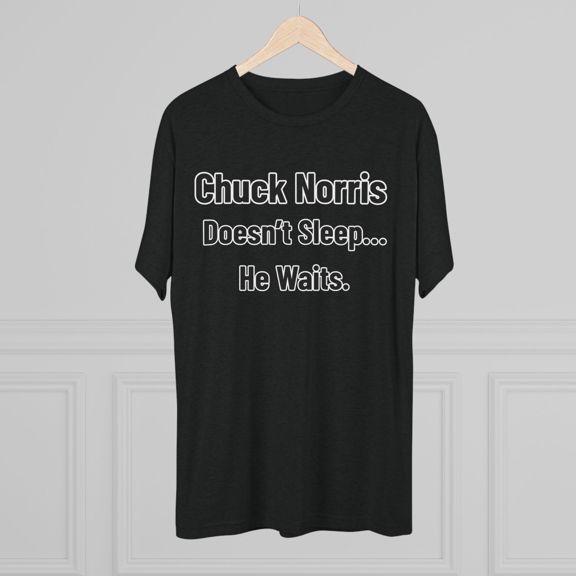 Chuck Norris Doesn't Sleep He Waits Shirt | Funny Chuck Norris Tee | Retro Humor Shirt | Dad Joke T-Shirt | Classic Funny Gift