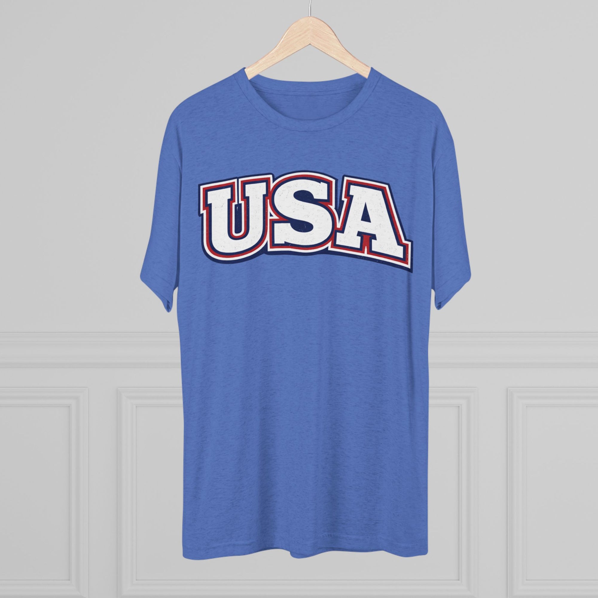 USA Retro Arch Tee | Patriotic Red White Blue Graphic Shirt