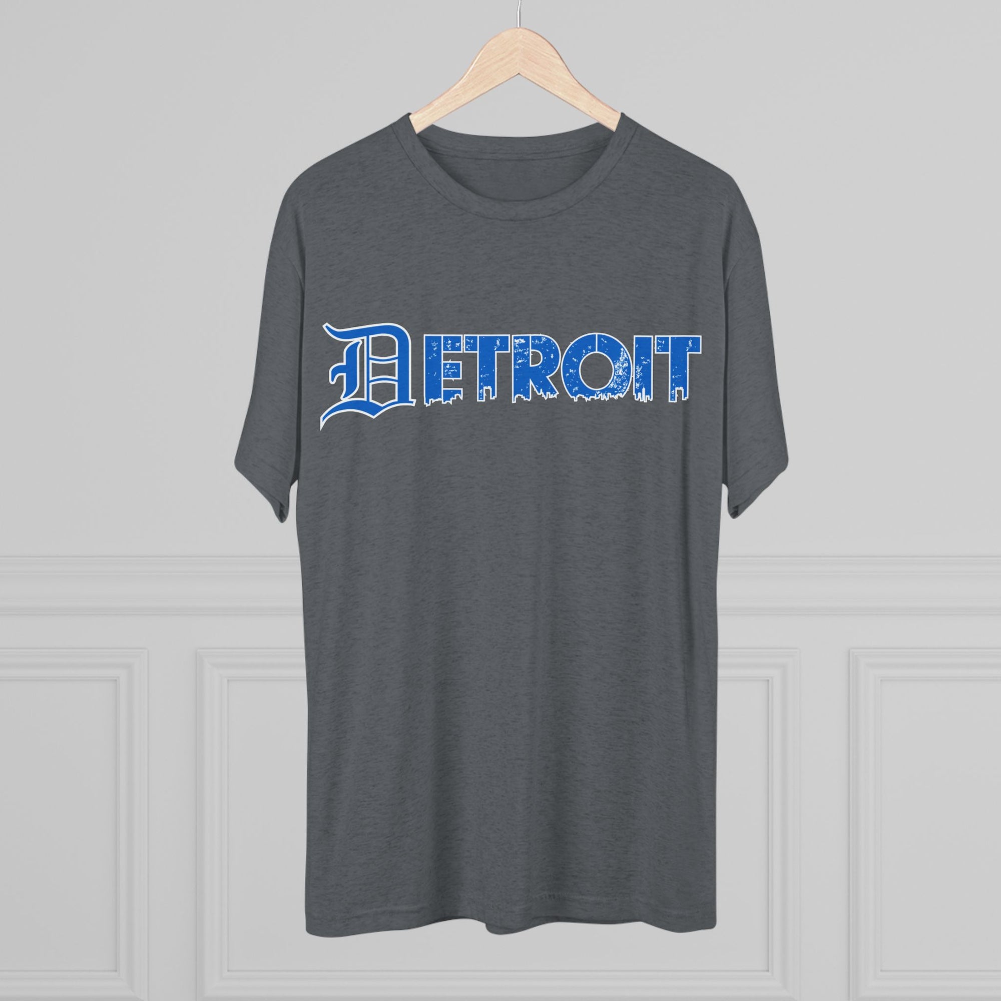 Copy of Detroit Blue &amp; White Triblend T-Shirt | Old English Detroit Tee | Super Soft Vintage Detroit Shirt | Detroit Streetwear | Motor City Tee