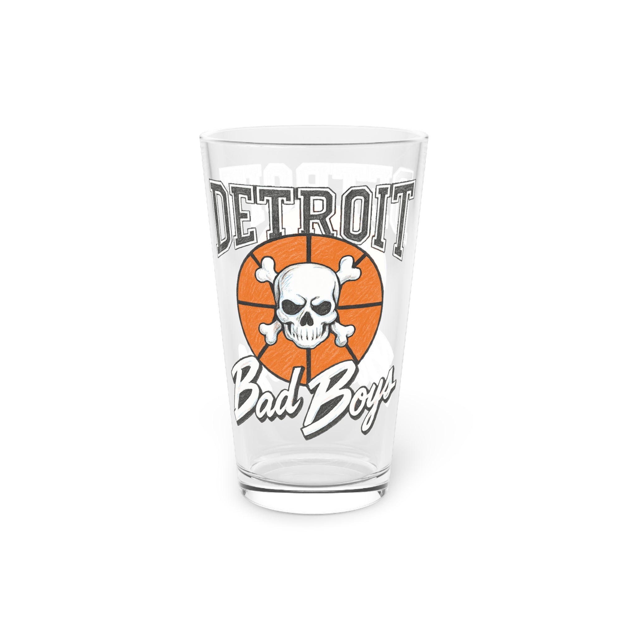 Detroit Bad Boys Skull Basketball Pint Glass | 16oz
