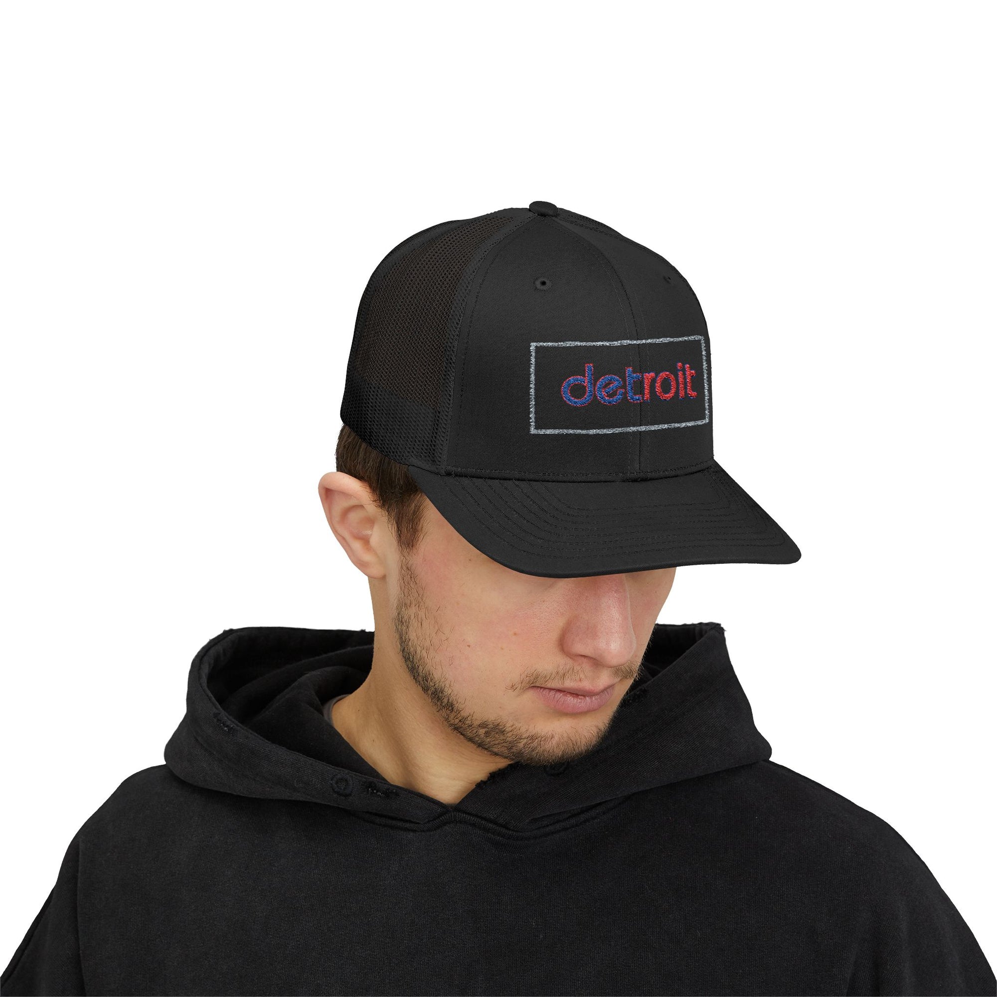Copy of Detroit Hat Embroidered | Red Blue Detroit Cap | Lowercase Detroit Hat | Detroit Basketball Colors Hat | Minimalist Snapback | Trucker Hat