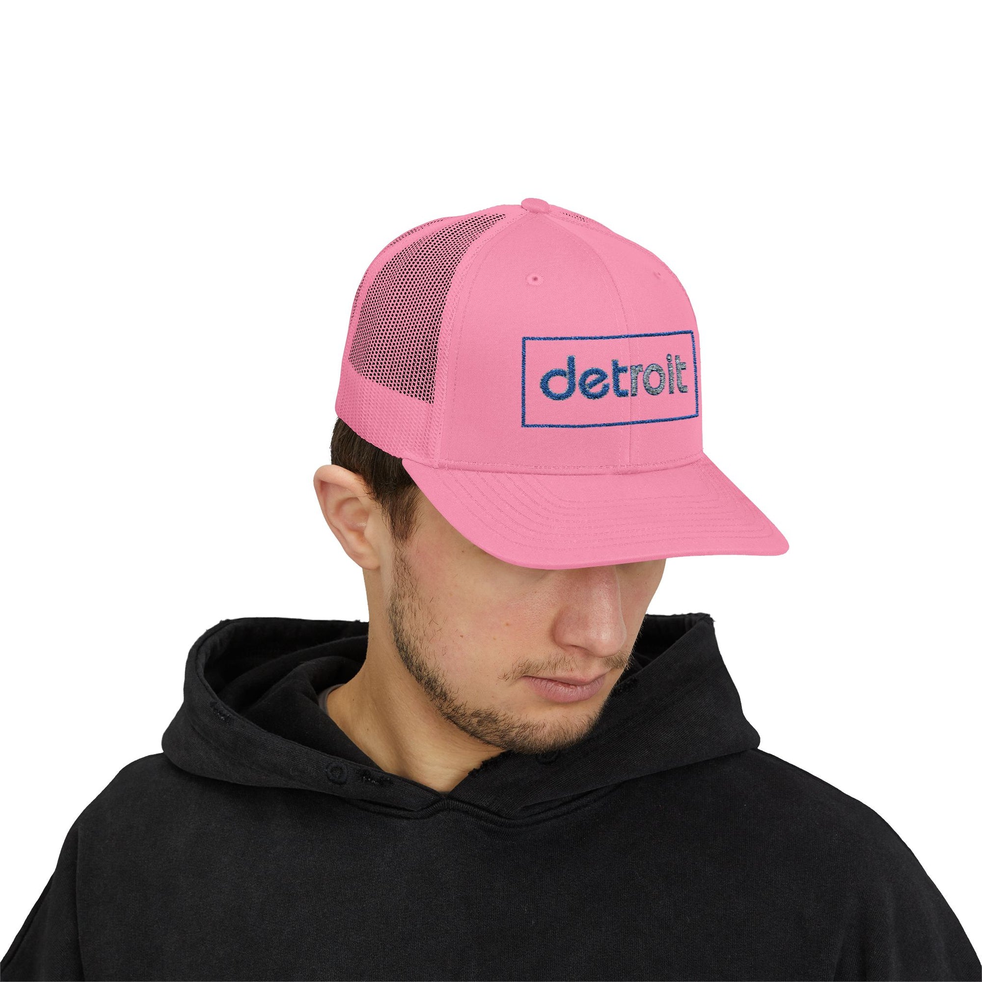 Detroit Embroidered Hat | Blue and Silver Cap | Detroit Football Hat | Minimalist Detroit Hat | Snapback Trucker Cap Gift