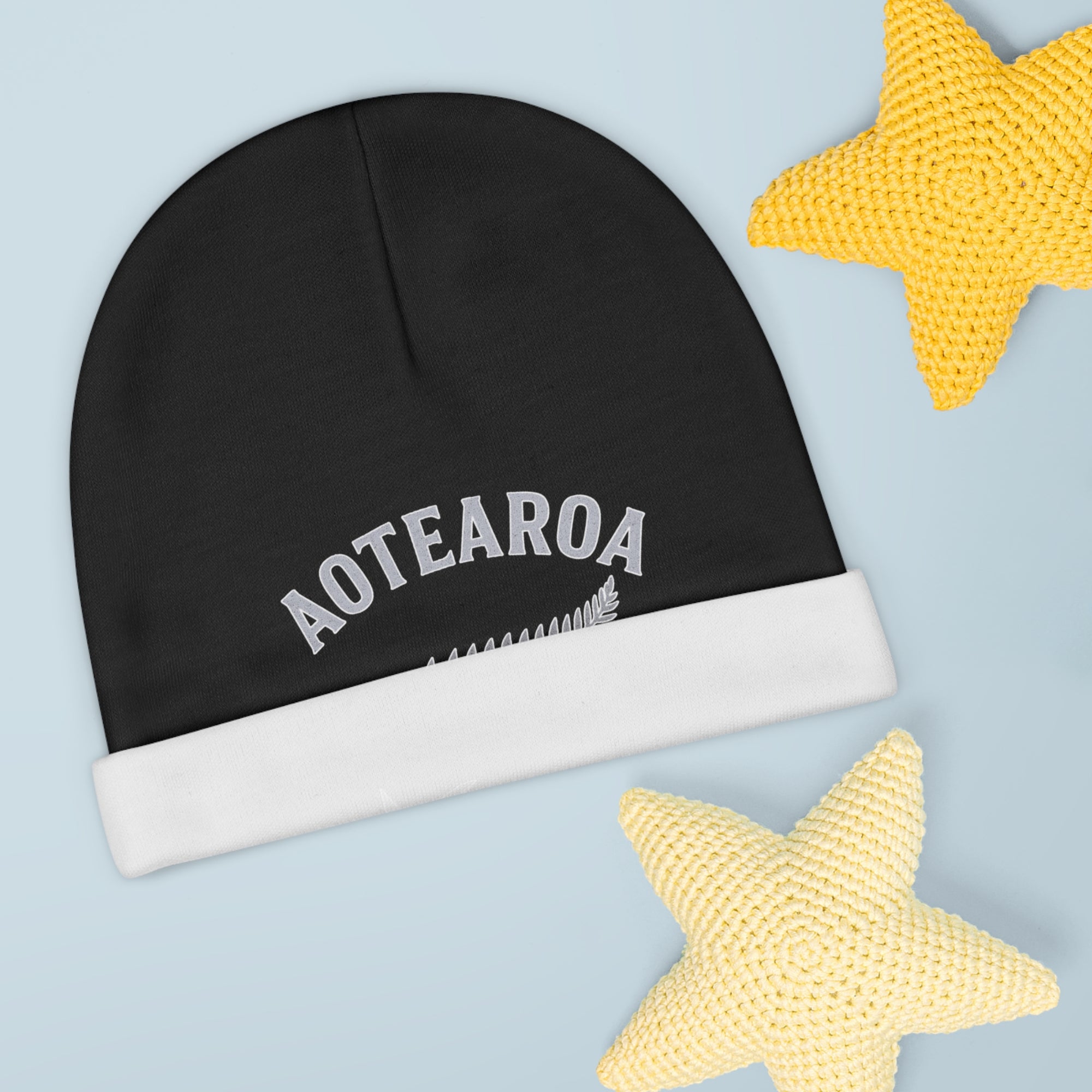 Aotearoa Baby Beanie | New Zealand Baby Hat | Kiwi Baby Hat | Silver Fern Baby Beanie | NZ Baby Gift | Newborn Beanie