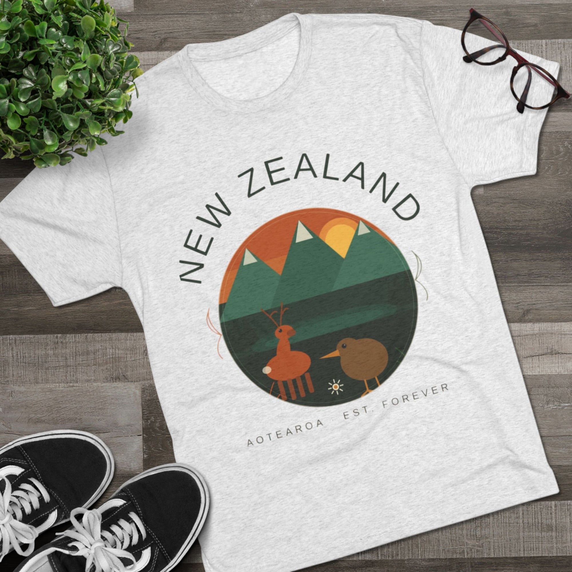 Aotearoa New Zealand Tri-Blend Tee, Classic Soft Shirt for Men &amp; Women, Kiwi Travel Top, Vintage Tshirt, Souvenir