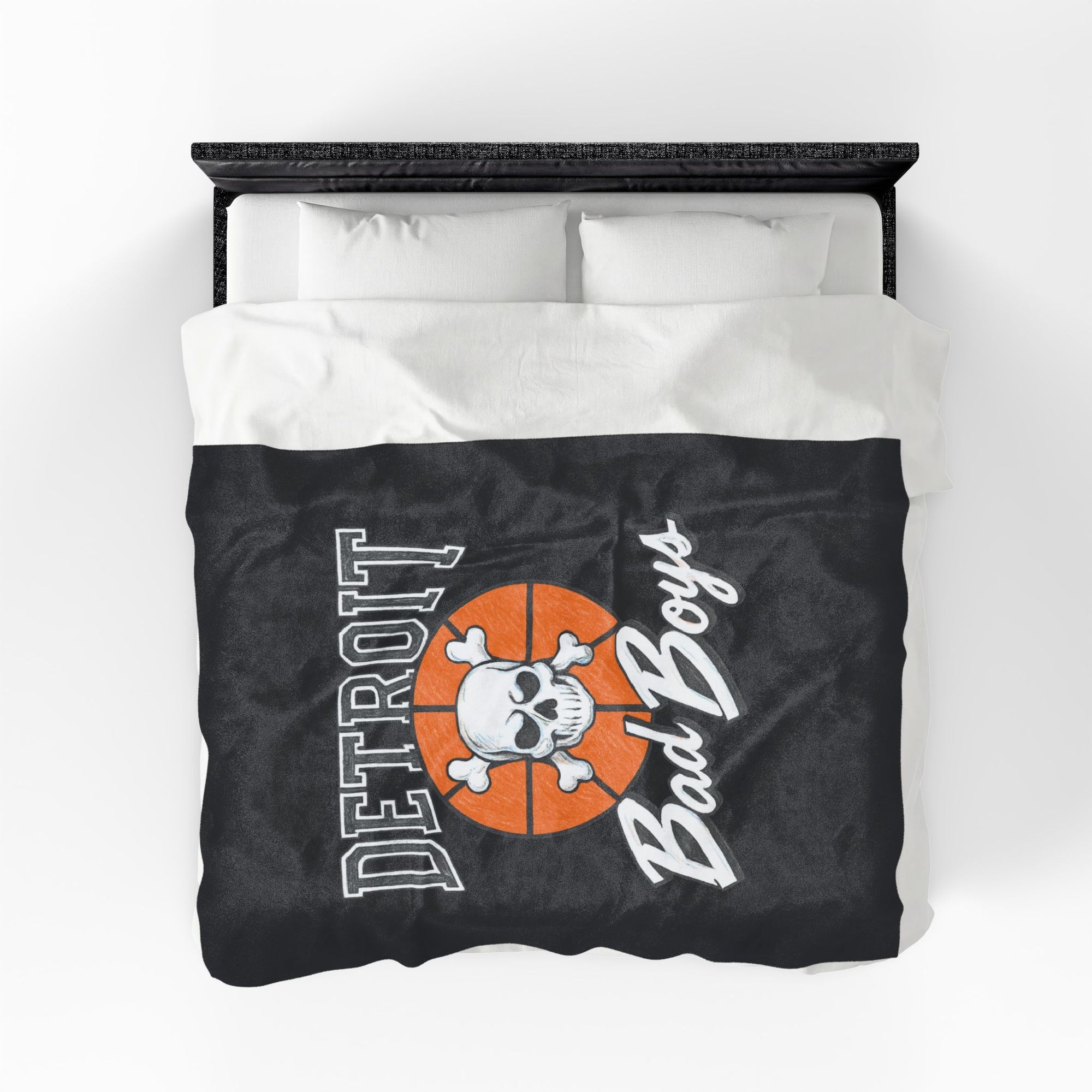 Detroit Bad Boys Skull Basketball Blanket | Velveteen Plush Blanket