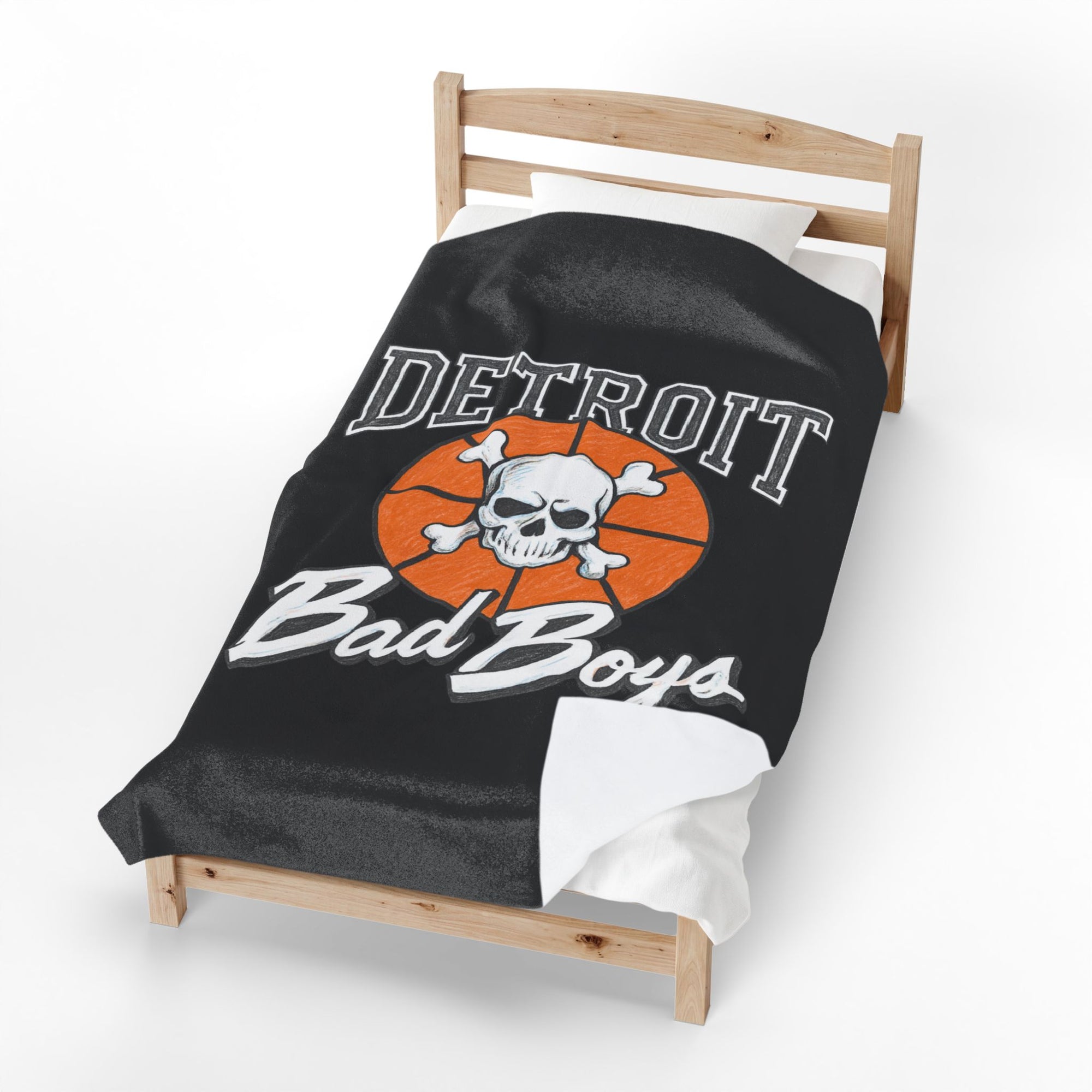 Detroit Bad Boys Skull Basketball Blanket | Velveteen Plush Blanket