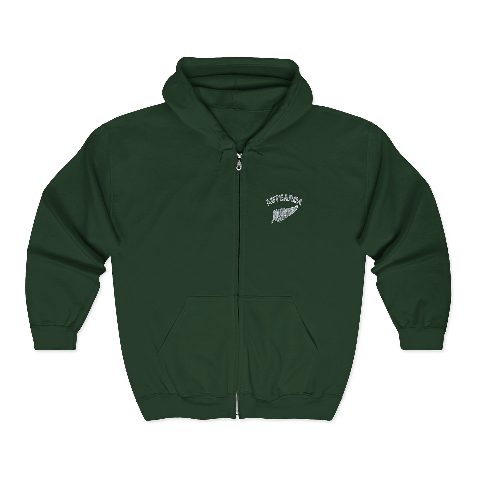 Aotearoa Zip Hoodie | New Zealand Hoodie | Silver Fern Hoodie | Kiwi Hoodie | Full Zip Hooded Sweatshirt | NZ Pride Hoodie