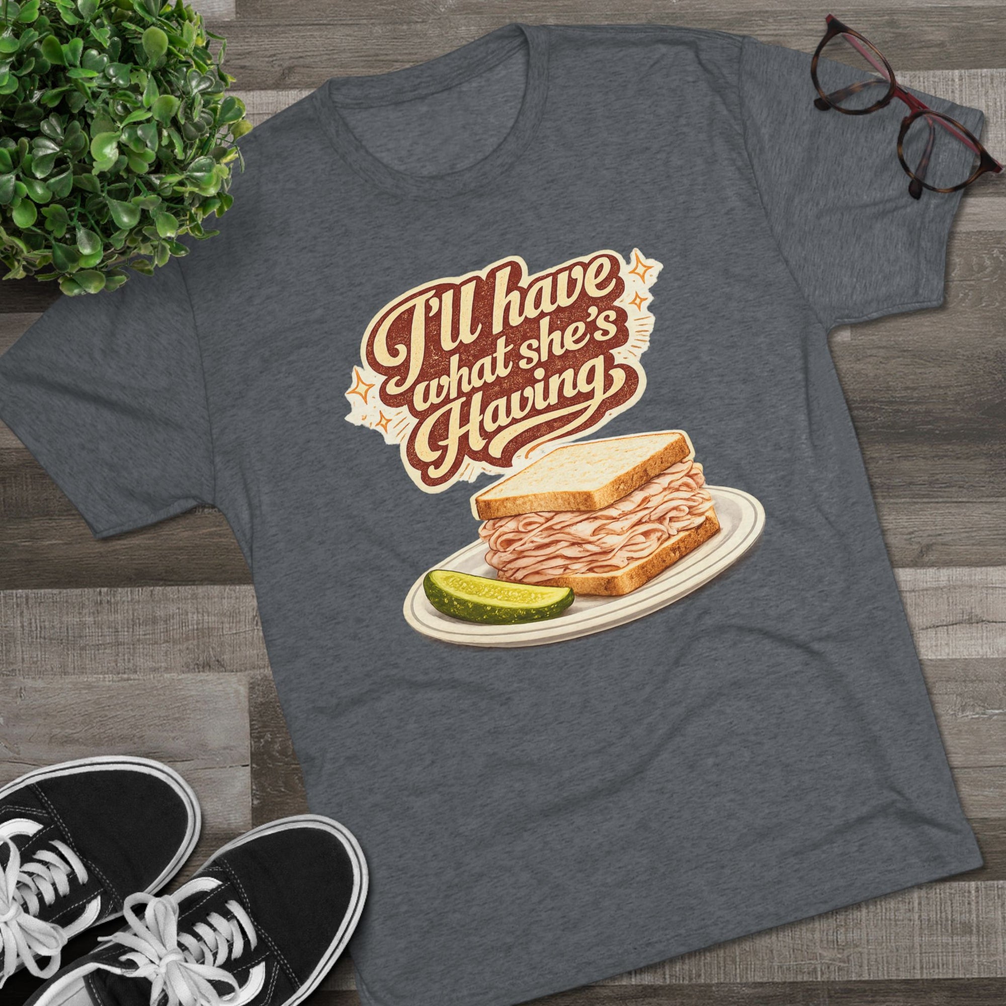 I'll Have What Shes Having Shirt, Funny Deli Sandwich Tee, Movie Quote T-Shirt, Foodie Gift for Her, Retro Graphic Tee, Rom Com Fan Shirt