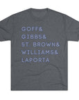 Detroit Lions Names Stack Tee | Goff Gibbs St. Brown Williams LaPorta T-Shirt | Triblend Comfy Soft Buttery Feel