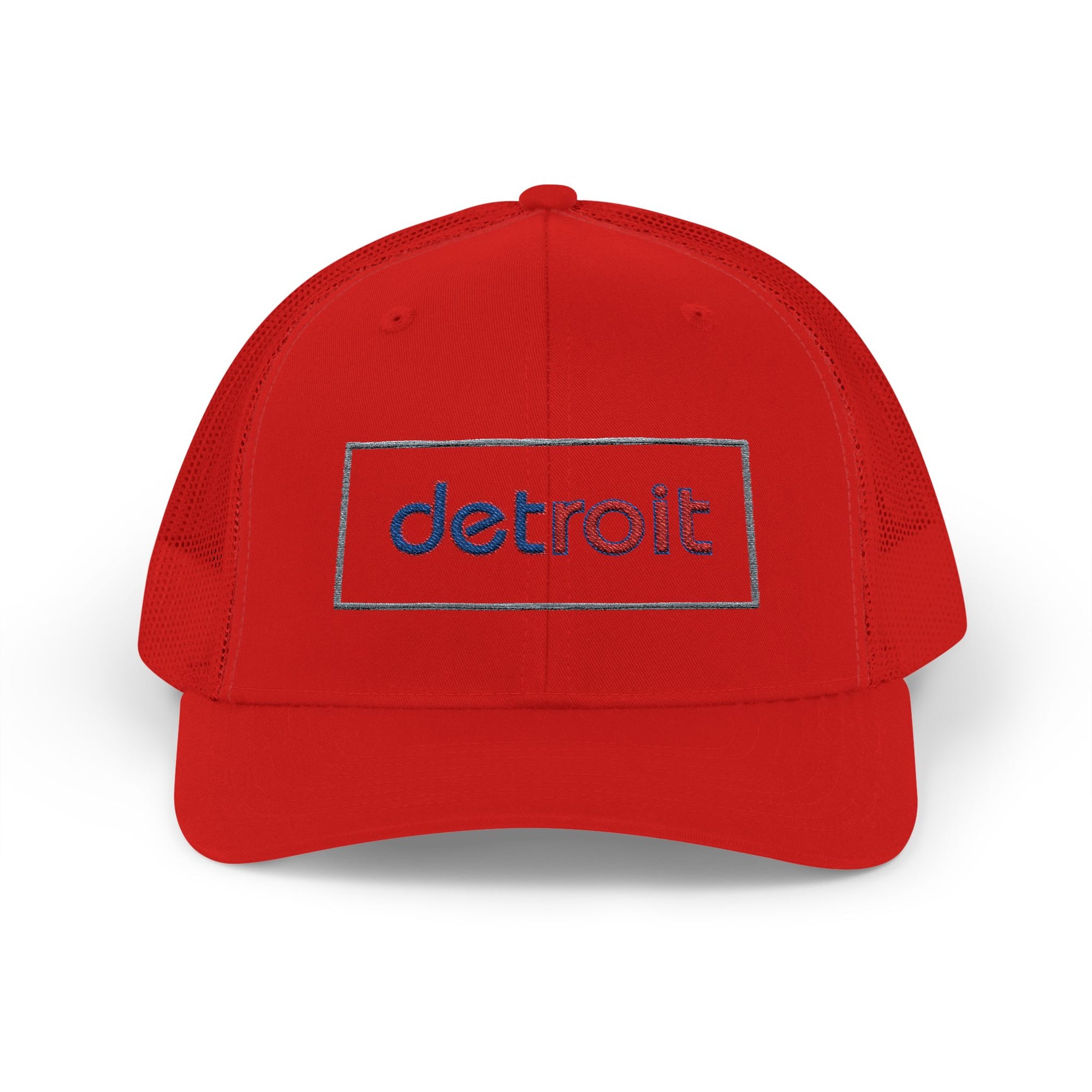 Detroit Hat Embroidered | Red Blue Detroit Cap | Lowercase Detroit Hat | Detroit Basketball Colors Hat | Minimalist Snapback | Trucker Hat