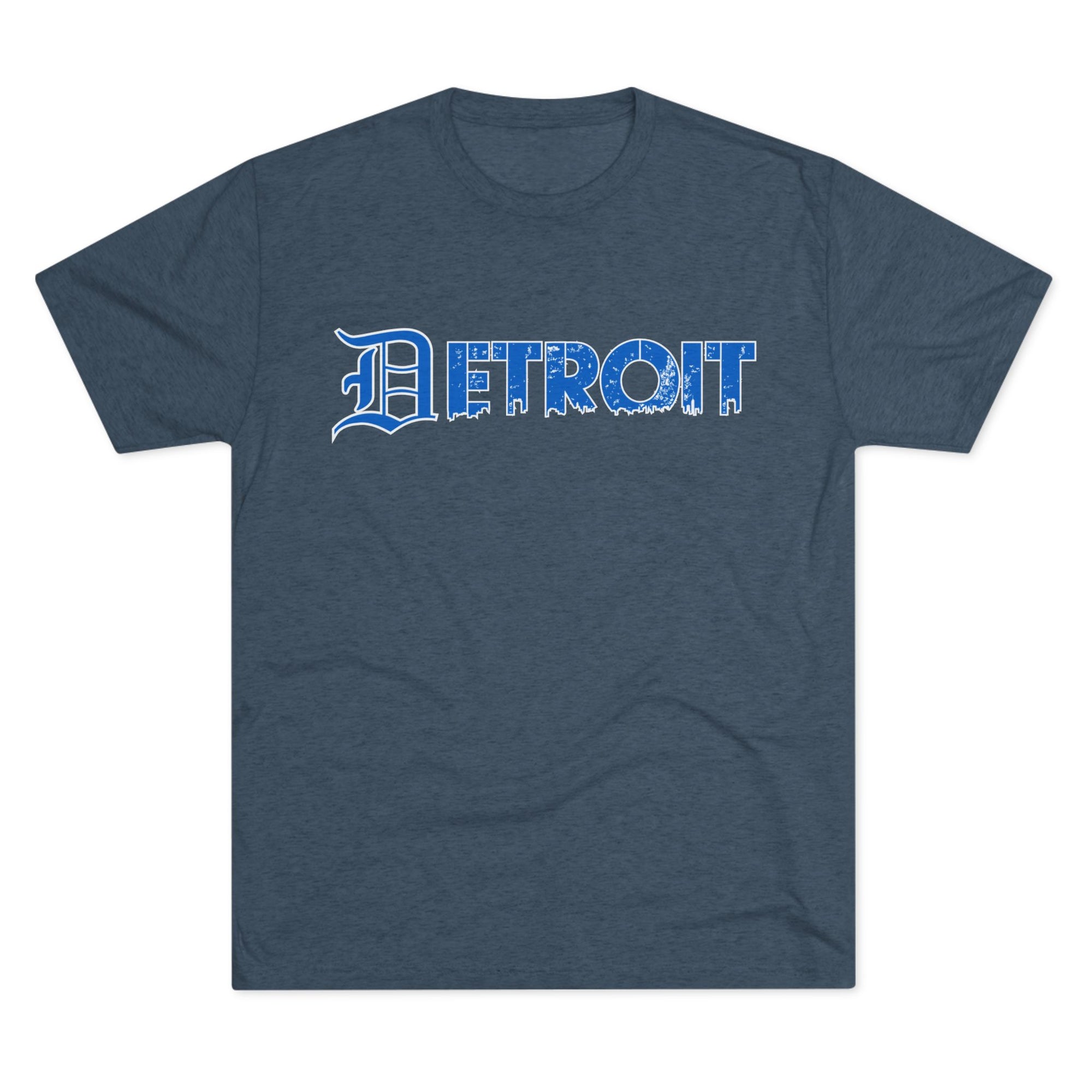 Copy of Detroit Blue &amp; White Triblend T-Shirt | Old English Detroit Tee | Super Soft Vintage Detroit Shirt | Detroit Streetwear | Motor City Tee